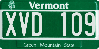 VT license plate XVD109