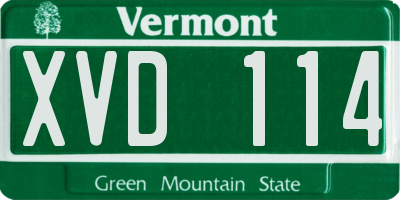 VT license plate XVD114