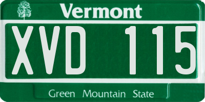 VT license plate XVD115