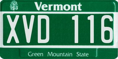 VT license plate XVD116