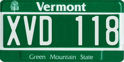 VT license plate XVD118