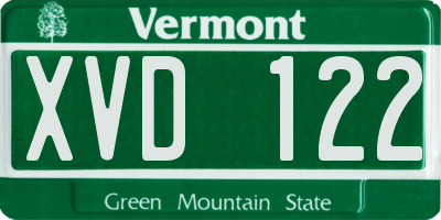 VT license plate XVD122