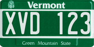 VT license plate XVD123