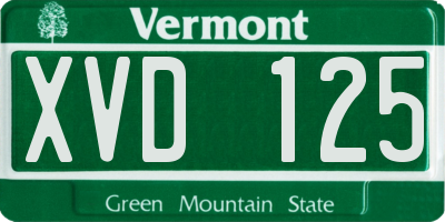 VT license plate XVD125
