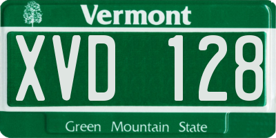 VT license plate XVD128