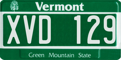 VT license plate XVD129