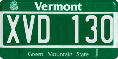 VT license plate XVD130