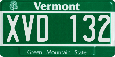 VT license plate XVD132