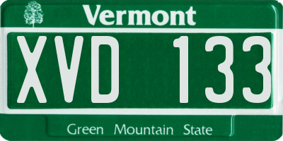 VT license plate XVD133
