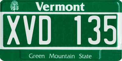 VT license plate XVD135