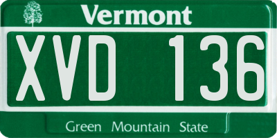 VT license plate XVD136