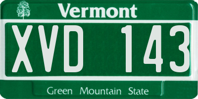 VT license plate XVD143