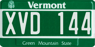 VT license plate XVD144