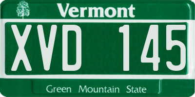 VT license plate XVD145