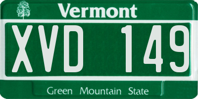 VT license plate XVD149