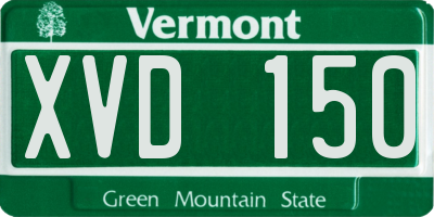 VT license plate XVD150