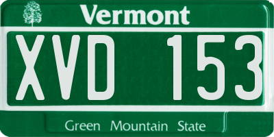 VT license plate XVD153