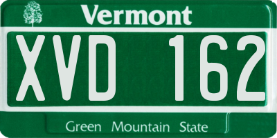 VT license plate XVD162