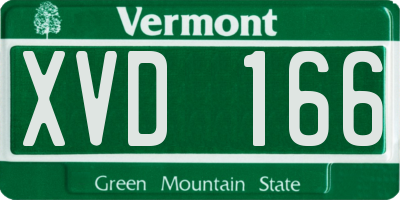 VT license plate XVD166