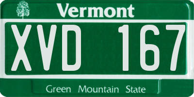 VT license plate XVD167