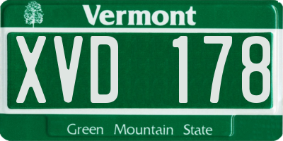 VT license plate XVD178