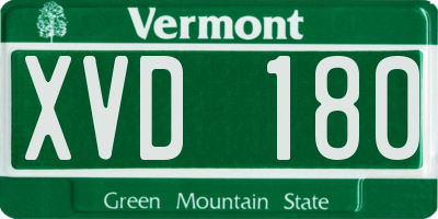 VT license plate XVD180