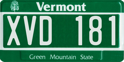 VT license plate XVD181