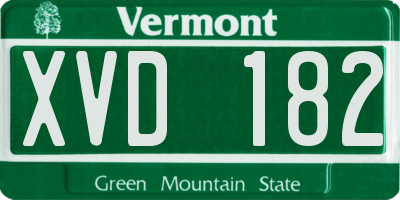 VT license plate XVD182