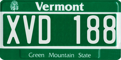 VT license plate XVD188