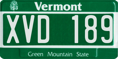 VT license plate XVD189