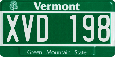 VT license plate XVD198