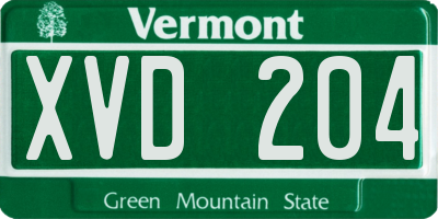 VT license plate XVD204