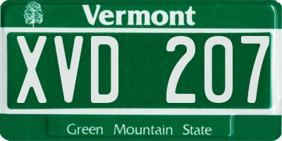 VT license plate XVD207