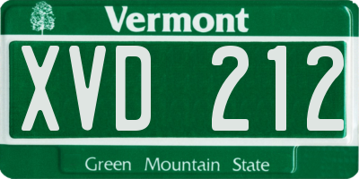 VT license plate XVD212