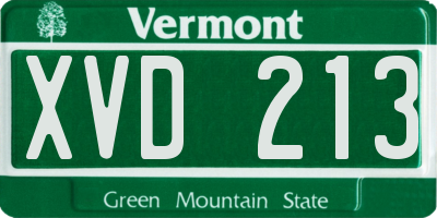 VT license plate XVD213