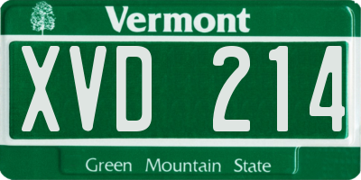 VT license plate XVD214