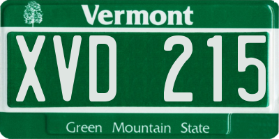 VT license plate XVD215