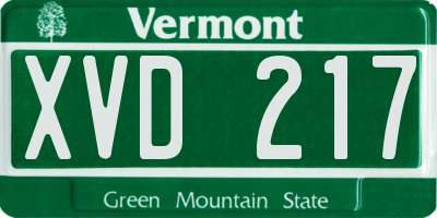 VT license plate XVD217