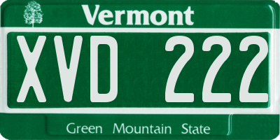 VT license plate XVD222
