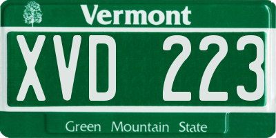 VT license plate XVD223