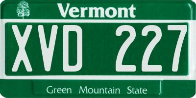 VT license plate XVD227