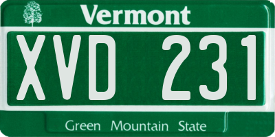 VT license plate XVD231