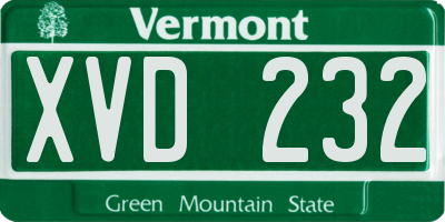 VT license plate XVD232
