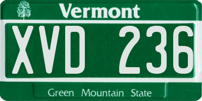 VT license plate XVD236