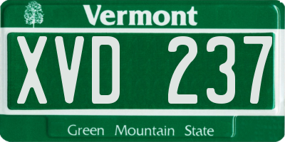 VT license plate XVD237