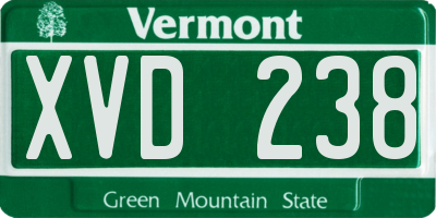 VT license plate XVD238