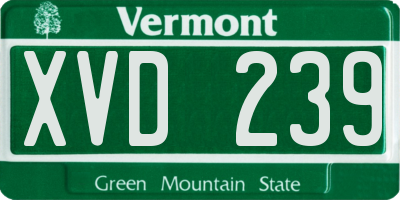 VT license plate XVD239