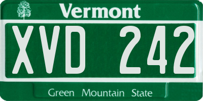 VT license plate XVD242