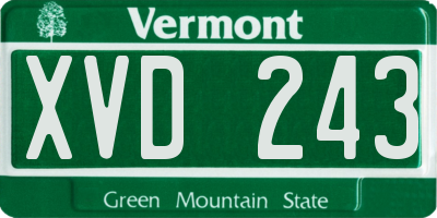 VT license plate XVD243