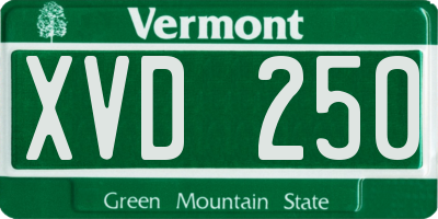 VT license plate XVD250